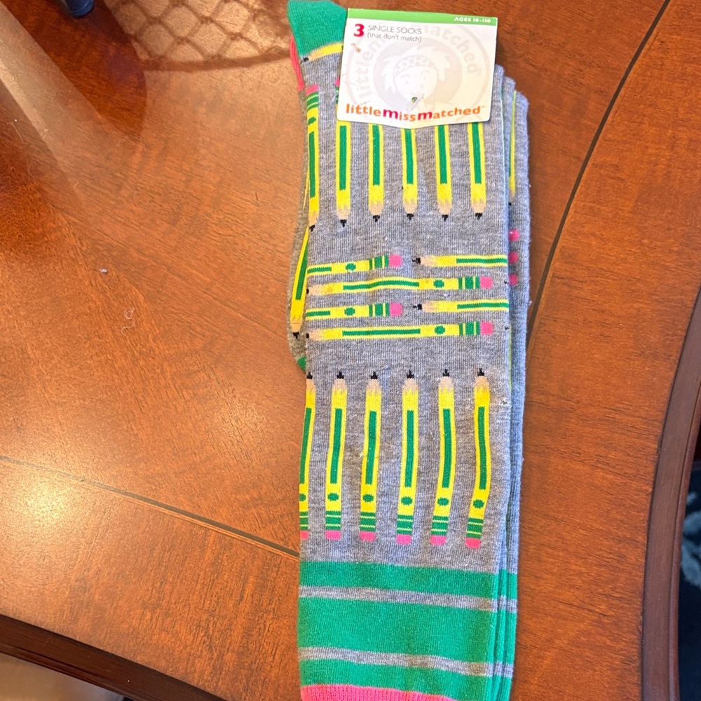 Gray and Green Pencil Socks little mismatched bnwt flawed